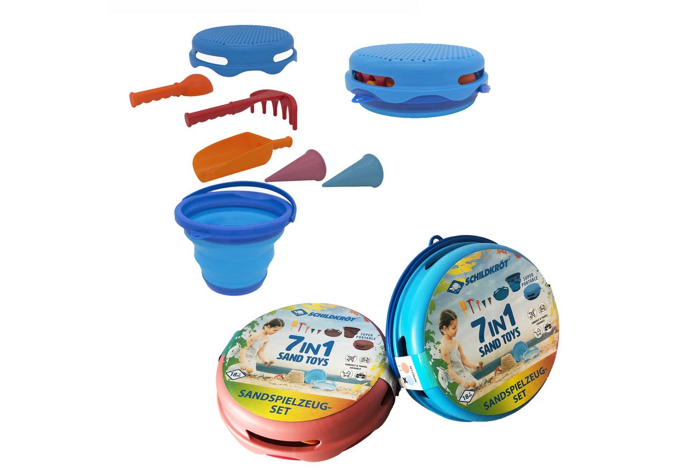 MTS Falteimer Donic Schildkröt Falteimerset 7 in 1 Sand Toys blau rosa 2fach sortier MTS Falteimer Donic Schildkröt Falteimerset 7 in 1 Sand Toys blau rosa 2fach sortier von MTS
