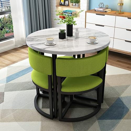 MTSYXYM Küchentisch mit Stuhl, runder Esstisch für Empfangsraum, Esstisch-Set mit Vier Stühlen, nimmt wenig Platz EIN und ist einfach zu montieren,Für Esszimmer und Küche 80cm. (Size : Style20) von MTSYXYM