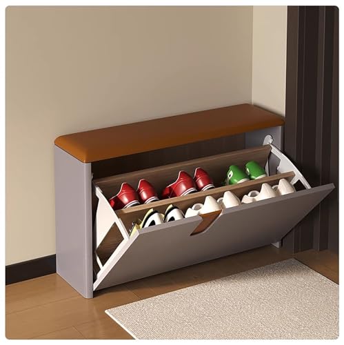 MTSYXYM Schuhbank mit Gepolstertem Sitzfläche,aus Kunstleder,für Schlafzimmer, Wohnzimmer, Flur.(Gray,60 * 24 * 48cm) von MTSYXYM