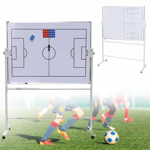 120 x 90 cm großes Fußball-Trainingsbrett auf Rädern, magnetisches Klemmbrett, 360°-Klapppanel, verstellbare Halterung, Aluminiumrahmen, für den Unterricht von MTTXY