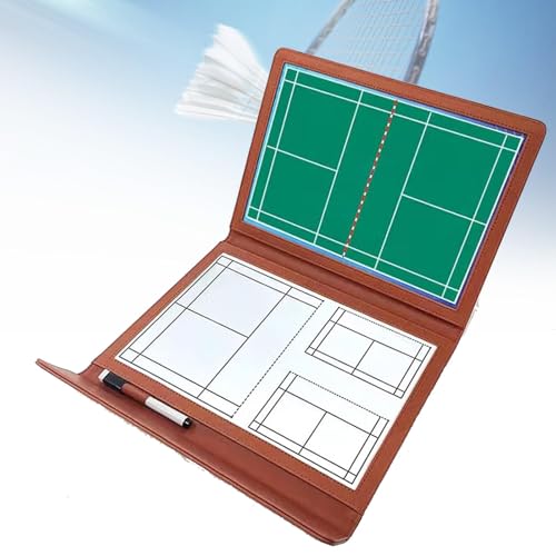 Badminton-Coaching-Board, 32 x 25 cm, doppelseitiges, trocken abwischbares Klemmbrett mit Stift und Radiergummi, faltbares Taktikboard, für Spieltraining von MTTXY