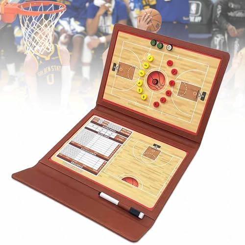 Basketball-Coaching-Board, doppelseitiges magnetisches Coach-Board, trocken abwischbares taktisches Klemmbrett-Set mit Marker, faltbar und tragbar für Strategieplanung und Training von MTTXY
