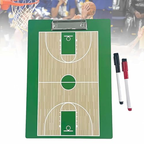 Basketball-Klemmbrett für Trainer, 23 x 31,7 cm, trocken abwischbares Taktikboard, doppelseitig, mit löschbarem Stift auf Wasserbasis, für praktisches Training von MTTXY