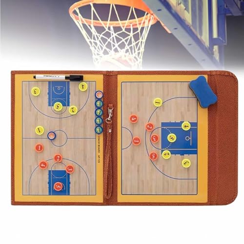 Basketball-Trainertafel, trocken abwischbares magnetisches Klemmbrett, PU-Leder + faltbares Magnetpanel, für Training und Spielanalyse Basketball-Trainertafel, trocken abwischbares magnetisches Klemmbrett, PU-Leder + faltbares Magnetpanel, für Training und Spielanalyse von MTTXY