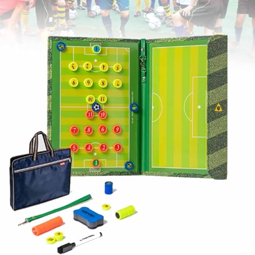Fußball-Coaching-Board, magnetisches Fußball-Klemmbrett für Trainer, faltbares Fußball-Board mit Trockenlöschfunktion, 5-teiliger Markierstift von MTTXY