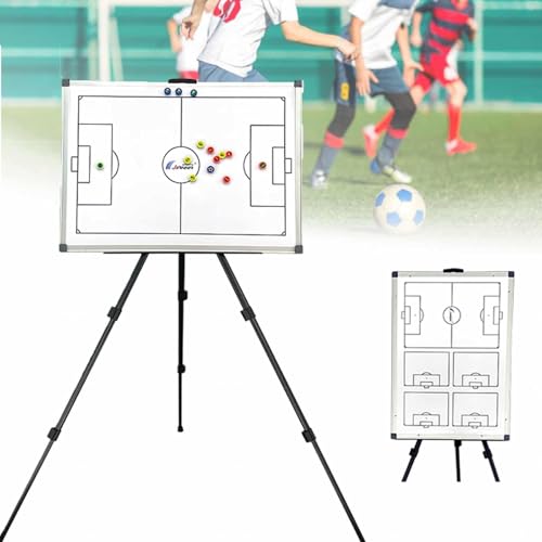 Magnetische Fußball-Trainertafel, doppelseitiges Whiteboard, trocken abwischbares Klemmbrett, höhenverstellbar mit Stativständer und Tragetasche, für Wettkampf und Training von MTTXY