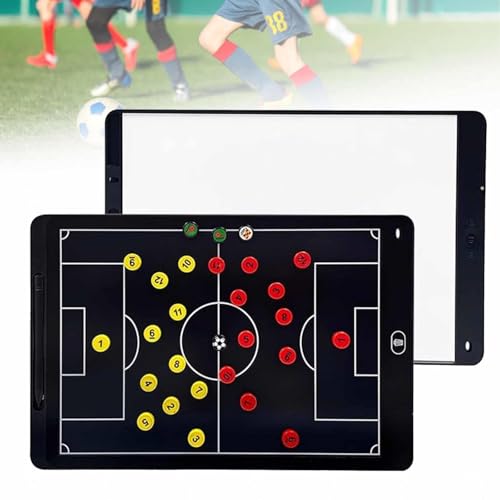 Magnetische elektronische Fußball-Trainingstafeln – 13,7/9,5 Zoll LCD-Fußball-Trainingstafel, doppelseitige, tragbare, löschbare Profi-Strategietafel für Training, Unterricht von MTTXY