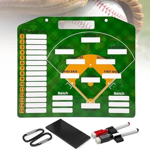 Magnetisches Klemmbrett für Baseballtrainer, 35 x 30 cm, trocken abwischbares, doppelseitiges Trainerbrett, mit löschbaren Stiften, Stiftclips, Karabinern und Magneten, einfach zu schreiben und Magnetisches Klemmbrett für Baseballtrainer, 35 x 30 cm, trocken abwischbares, doppelseitiges Trainerbrett, mit löschbaren Stiften, Stiftclips, Karabinern und Magneten, einfach zu schreiben und von MTTXY