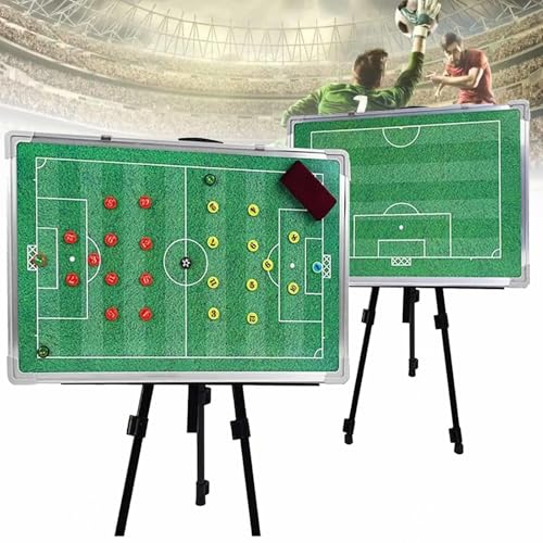 Taktiktafel für Fußballtraining, tragbare magnetische Fußballtafel mit Tasche und einziehbarem Stativ, doppelseitig magnetisch, beschreibbar und löschbar für das Kommandotraining von MTTXY