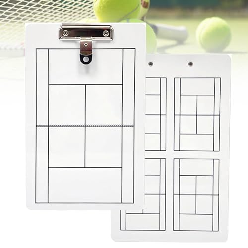 Tennis-Klemmbrett für Trainer, trocken abwischbare Oberfläche, tragbares Klemmbrett, doppelseitiges, löschbares Design für Trainingseinheiten und Spielstrategien Tennis-Klemmbrett für Trainer, trocken abwischbare Oberfläche, tragbares Klemmbrett, doppelseitiges, löschbares Design für Trainingseinheiten und Spielstrategien von MTTXY
