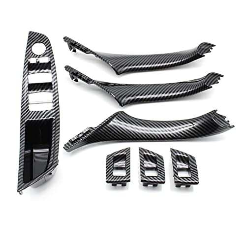 MTVTFECEWG Für 5er F10 F18 523 525 528 2010-2017 9 Farben Linkslenker LHD Beige Schwarz Kohlefaser Autoinnentürgriff 7-teiliges Set(A Carbonfiber) von MTVTFECEWG