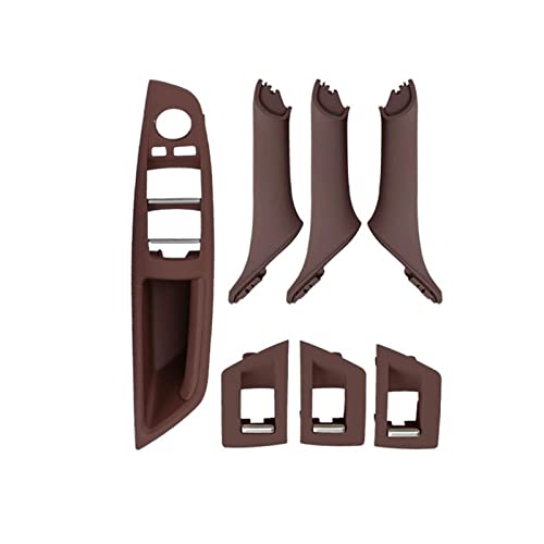 MTVTFECEWG Für 5er F10 F18 Linkslenker LHD 2010-2016 7Pcs Beige Schwarz Kohlefaser Autoinnentürgriff Platte Dekorative Abdeckung(Red Brown) von MTVTFECEWG