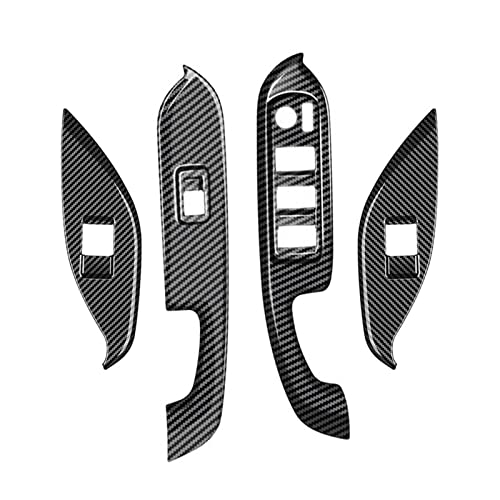 MTVTFECEWG Für Toyota Für Voxy 2022 Auto Fenster Glas Lift Schalter Taste Auto Innen Tür Panel Panel Abdeckung Trim Aufkleber ABS Tür Armlehne RHD(Black) von MTVTFECEWG