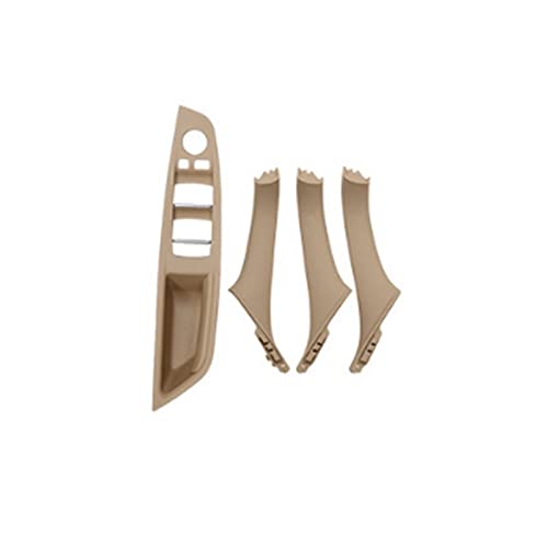 MTVTFECEWG Linkslenker LHD Für 5er F10 F11 Grau Beige Schwarz Auto Innen Türgriff Panel Pull Trim Cover(Beige) von MTVTFECEWG