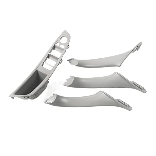 MTVTFECEWG Linkslenker LHD Für 5er F10 F11 Grau Beige Schwarz Autoinnenraum Türgriff Panel Pull Trim Cover(4pc Grey) von MTVTFECEWG