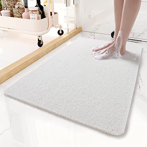 MTWSJIA Badematte für Innendusche, 60 x 90 cm, Luffa-Duschmatte, rutschfest, schimmelresistent, antibakteriell, weiche PVC-Badematte für nasse Duschbereiche (weiß) von MTWSJIA