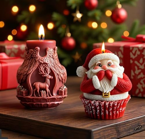 MUAECH 3D-Silikon-Seifenform mit Weihnachtsmann auf dem Kuchen, für Kerzenherstellung, Epoxidharz-Gussformen, Gips-Ornament-Form für Heimdekoration, Geschenke MUAECH 3D-Silikon-Seifenform mit Weihnachtsmann auf dem Kuchen, für Kerzenherstellung, Epoxidharz-Gussformen, Gips-Ornament-Form für Heimdekoration, Geschenke von MUAECH