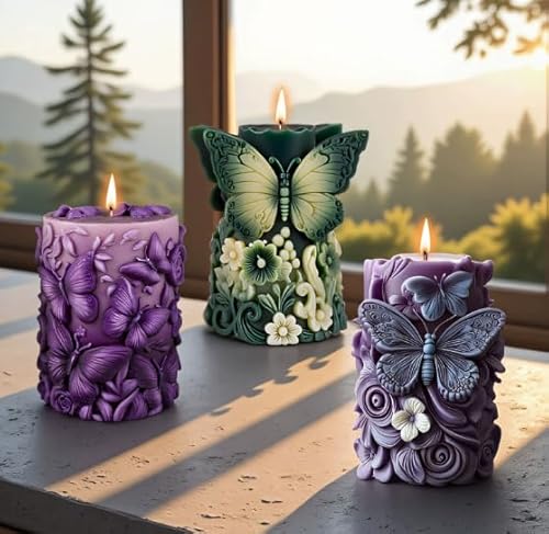 MUAECH Schmetterlings-Traum fließendes Licht, Kerzenformen für Kerzenherstellung, 3D-Kunst, Schmetterling, zylindrische, handgefertigte Silikonform für Seifenherstellung, Epoxidharz-Gussformen für MUAECH Schmetterlings-Traum fließendes Licht, Kerzenformen für Kerzenherstellung, 3D-Kunst, Schmetterling, zylindrische, handgefertigte Silikonform für Seifenherstellung, Epoxidharz-Gussformen für von MUAECH