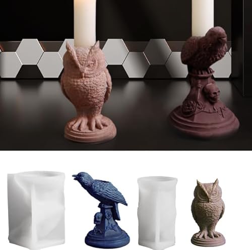 MUAECH Silikonformen im Gothic-Kerzenhalter, Krähenharz-Formen für DIY-Teelichthalter für Halloween-Dekoration, Raben-Dunkle Akademie, Wohnaccessoires, gruselige Wand- und Tischdekorationen von MUAECH