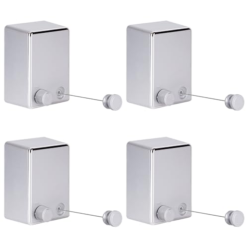 MUALROUS 4 Sätze Wäscheleine Ausziehbar Einstellbare Dichtheit Einziehbare Wäscheleine An Der Wand Befestigte Hochleistungs-Wäscheleine Für Den Innenbereich Bis Zu 4,2 m Lange Wäscheleine (Silber) von MUALROUS