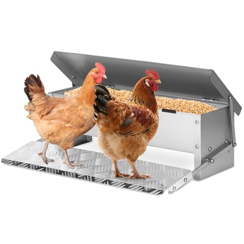 MUALROUS 5kg Edelstahl Hühnerfütterer Automatischer Tretfaber für den Außenbereich 15LBS Geflügelfuttertrog mit großer Kapazität Regendichtes No Waste Design für Hühner Enten Wachteln Coop Futtertrog MUALROUS 5kg Edelstahl Hühnerfütterer Automatischer Tretfaber für den Außenbereich 15LBS Geflügelfuttertrog mit großer Kapazität Regendichtes No Waste Design für Hühner Enten Wachteln Coop Futtertrog von MUALROUS