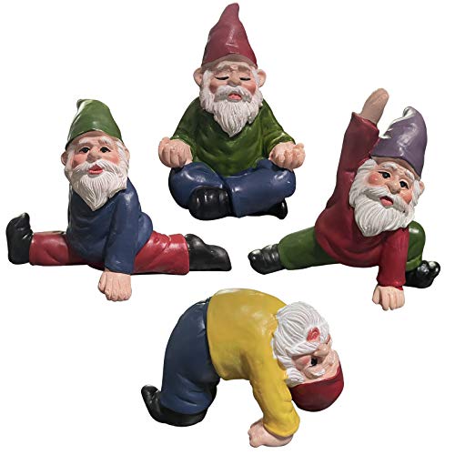 MUAMAX Miniatur-Gartenzwerge 3er-Set Feengärten Yoga-Gnom-Figuren Lustige Feengarten-Accessoires Gnom-Gartendekor-Ornamente von MUAMAX