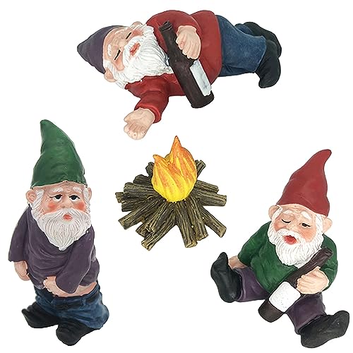 MUAMAX Miniatur Gartenzwerge 4PCS Fee Gartenzwerg Figuren Camping Zwerge Kleine Zwerge Miniatur Dekoration Fee Garten Zubehör von MUAMAX