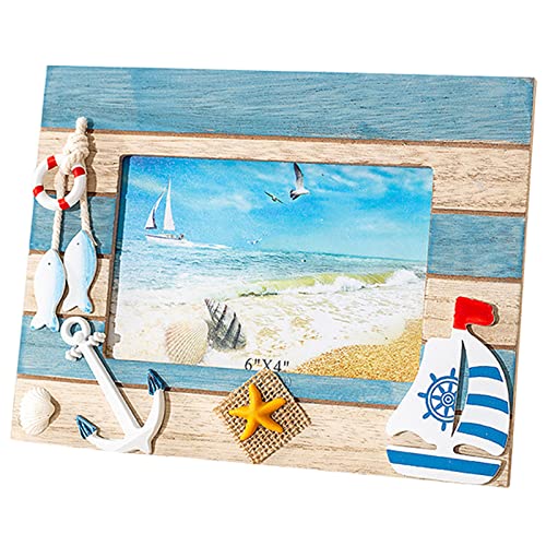 MUAMAX Strand-Bilderrahmen, 10 x 15 cm, Ozean-Bilderrahmen, 10 x 15 cm, verwitterter Holzrahmen, nautischer Fotoständer, Heimdekoration, Geschenke, Sommer-Bilderrahmen von MUAMAX
