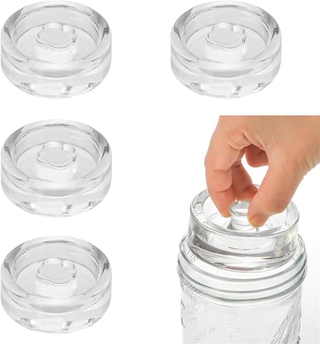 Set mit 4 Gärgewichten aus Glas mit leicht anzuhebenden Griffen, eingelegtem Kieselstein, Gärstein, Glas, Gewichte zum Einlegen, Kimchi für breite Mundgefäße Set mit 4 Gärgewichten aus Glas mit leicht anzuhebenden Griffen, eingelegtem Kieselstein, Gärstein, Glas, Gewichte zum Einlegen, Kimchi für breite Mundgefäße von MUAMAX