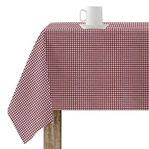 Belum Tischdecke aus Kunstharz, schmutzabweisend, 50-03, Karierte Tischdecke Vichy, Größe: 300 x 155 cm, schmutzabweisend, kein Wachstuch, Tischdecke Vichy Rot, Tischdecke Stoff, 100% Bio-Baumwolle von BL BELUM