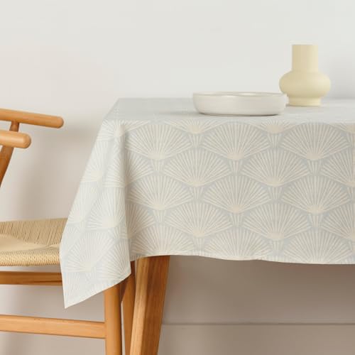 BL BELUM Belum Tischdecke, 300 x 140 cm, schmutzabweisend, 100 % Baumwolle, ohne Wachstuch, Tischdecke aus Baumwolle, wasserdicht, schmutzabweisend, flüssigkeitsabweisend, Hellblau von BL BELUM