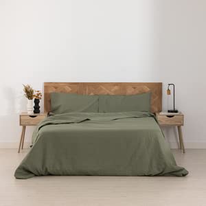 Belum | Bettbezug aus 100% Leinen, Modell: Olivine für 240 x 220 cm, Farbe: Grün von MUARE