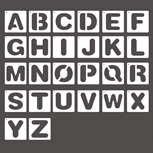 Buchstabe Schablone,26er Pack Schriftzug Schablone Alphabet Set Kunststoff Schreibschablonen zum Lernen Malen Scrapbooking Handwerk Weiß 10 * 10CM von Deolven