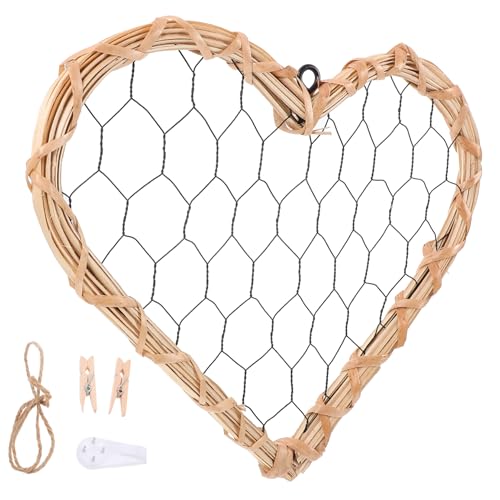 MUCKLILY 1 Satz Herzförmiger Woven Picture Hanger Wandbehang für Fotos Vintage Design für Schlafzimmer und Wohnzimmer Perfektes für Besondere Anlässe von MUCKLILY