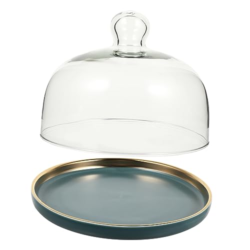 MUCKLILY 1 Satz Kuchenplatte mit Glasdeckel Keramikteller für Snacks Desserts und Früchte Stilvoller Servierteller mit Stabiler Struktur für Partys von MUCKLILY