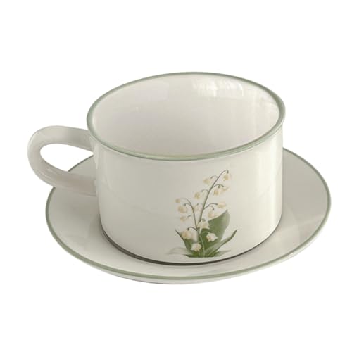 MUCKLILY 1satz Keramiktasse Mit Untertasse Dekorativer Kaffeebecher Für Milch Latte Und Getränke Design Für Büro Und Restaurant Hochwertige Tasse Im Vintage-look Mit - von MUCKLILY