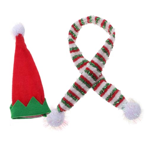 MUCKLILY 1 Satz Mini Weihnachtsmütze und Schal Kreative Flaschendekoration für Weinflaschen Weihnachtsdeko für Feste Wiederverwendbare Mini Accessoires für Festliche Anlässe von MUCKLILY