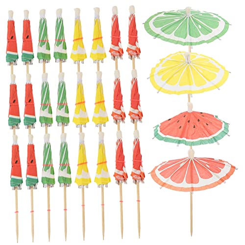 MUCKLILY 1 Satz Obstschirm Schild Cocktailschirme Schirm Picker Papierdekorationen Fruchtstrohhalme Cocktailfrüchte Hawaii Schirm Hawaii Cupcake Topper 50 Stück von MUCKLILY