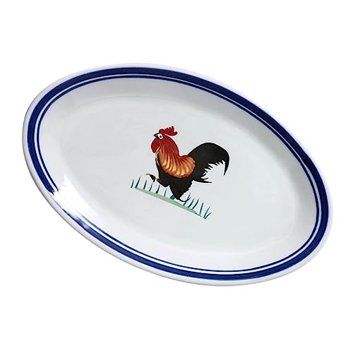 MUCKLILY 1 Stück Vintage Snack und Salatteller aus Keramik Ovaler Servierteller für Snacks Früchte und Appetizer für Partys Hochzeiten und Restaurants Design Weiß von MUCKLILY