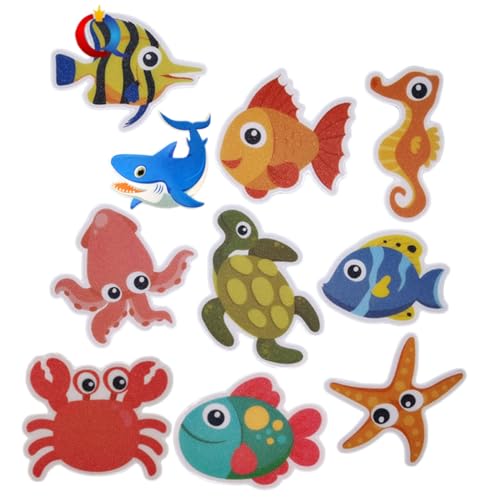 MUCKLILY 10 Stück Teiliges Cartoon Badewannen Aufkleber aus Rutschfestem Peva Selbstklebend Wasserfest Geeignet für Bad Küche Pool und Glatte Oberflächen Inklusive Schwarzem Schaber von MUCKLILY