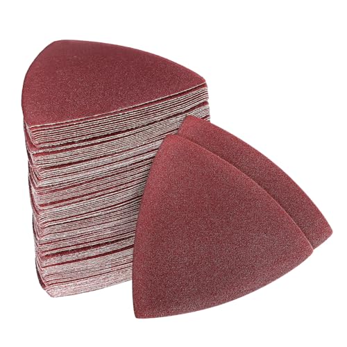 MUCKLILY 100 Stück Selbstklebende Dreieck Schleifpads Schleifpapier Schleifblätter für Schleifgerät Schwingschleifer mit Fester Haftung und Hoher Effizienz für Präzises Schleifen in Engen von MUCKLILY