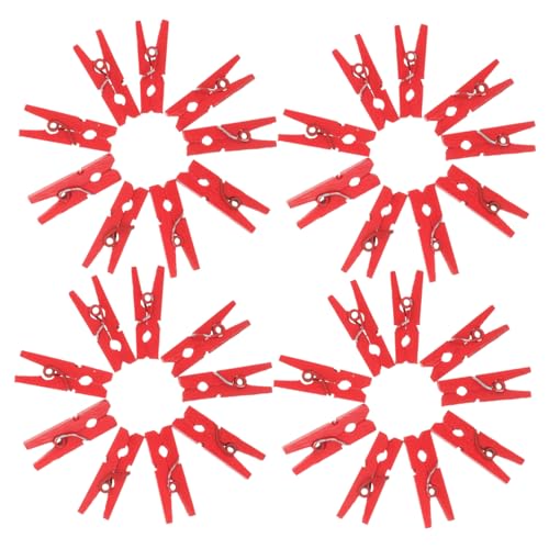 MUCKLILY 100Stücke Mini Holzklammern Wäscheklammern aus Naturholz für Fotos Bastelprojekte Heimdekoration und Rot von MUCKLILY