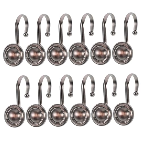MUCKLILY 12 Stück Teiliges Runde Duschvorhanghaken aus Retro Stil Einfache Installation Langlebig und Dekorativ Geeignet für Badezimmer und Heimvorhänge von MUCKLILY