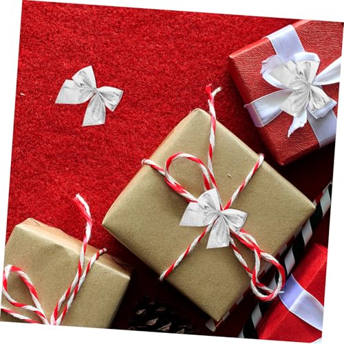 MUCKLILY 120 Stück Teiliges Mini Weihnachtsbaum Schleifen Silberne Xmas Baum Dekoration Leichte Schleifenanhänger für Kränze Adventskranz Deko Vielseitig für Weihnachtsbaum Hotel und von MUCKLILY