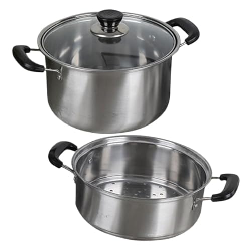 MUCKLILY 1Satz Dampftopf Dampfgarer mit Ergonomischen Griffen Kochgeschirr für Suppen Eintöpfe und Nudeln Leicht zu Reinigen und Langlebig von MUCKLILY