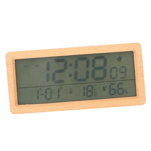 MUCKLILY 1Satz Digital Wanduhr mit Großem Display Temperatur und Datumsanzeige für Schlafzimmer und Schreibtisch mit Alarm und Snooze Funktion ohne Batterie Design von MUCKLILY
