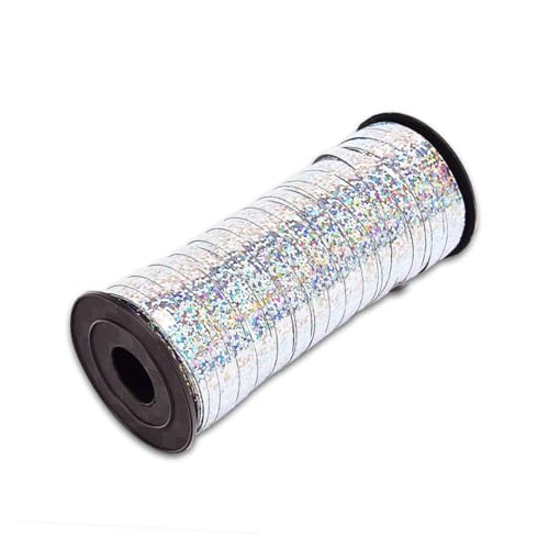 MUCKLILY 2 Rollen Glänzende Geschenkband Yards Ballonschnur für Geburtstagsgeschenke Hochzeitsdeko Bunte Geschenkverpackung Weiß und Silber Festliche Party dekoration von MUCKLILY