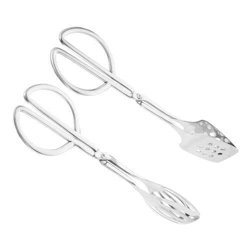 MUCKLILY 2 STÜCK Edelstahl Food Clip Scherenform Buffetzange Salatzange Brötchen Steakzange Rostfrei Langlebig Lebensmittelecht für Grill Party Küche von MUCKLILY