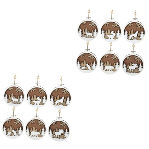 MUCKLILY 2 Sätze Aus Holz Geschnitzte Weihnachtskugeln Baumschmuck Weihnachtsformen Zwergen Ornament Süße Mini Kugeln Weihnachtsdekorationen Weihnachtsanhänger 6 Stück * 2 von MUCKLILY