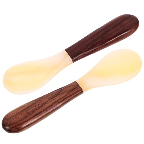 MUCKLILY 2 Stück Dessertlöffel aus Natürlicher Muschel mit Ebenholzgriff Stilvolle Kaffeelöffel Glatte Oberfläche Angenehm zu Halten für Restaurants Dessertshops und Zufällige Farbe von MUCKLILY